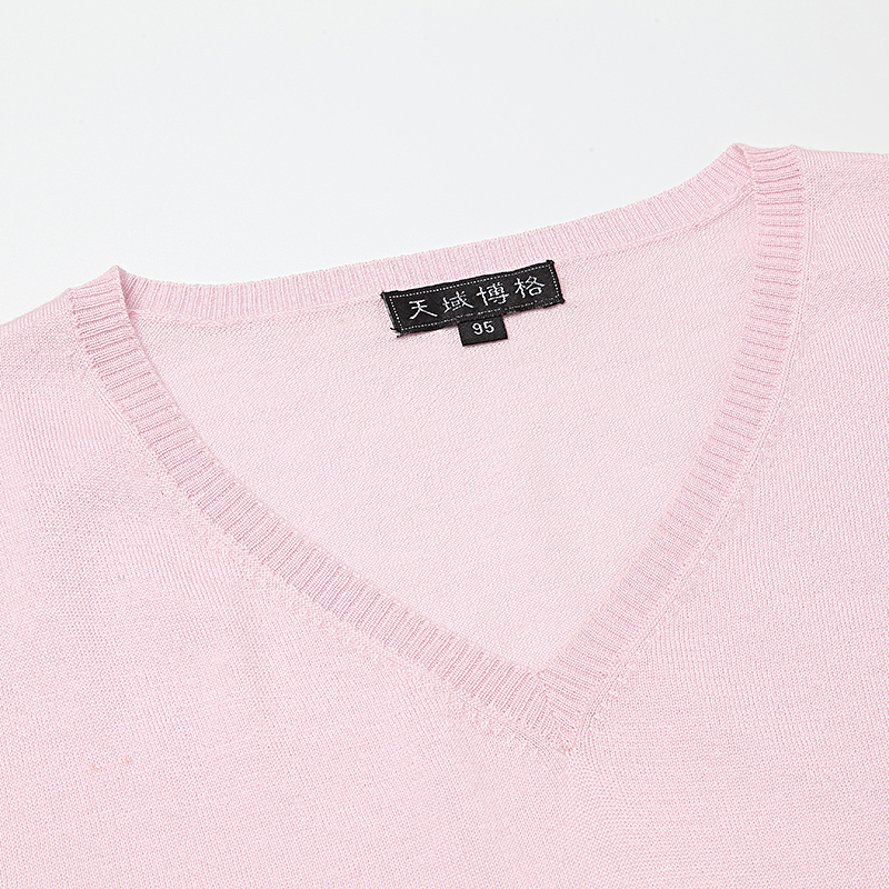 100% Cashmere Sweater Women High Quality Worsted Cashmere Yarn V-Neck Short Sleeve Pink Pullovers Natural Fabric Soft Warm